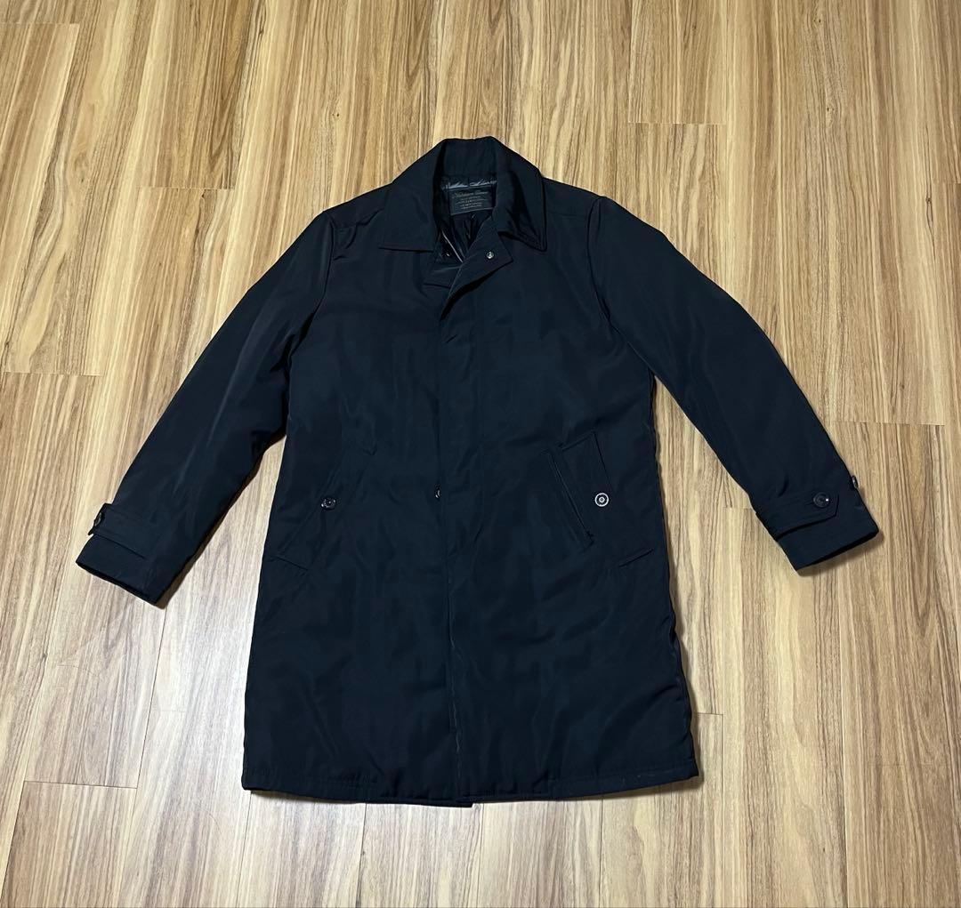 【美品 希少L】 ナノユニバース 西川ダウン ステンカラーコート ジャケット 黒