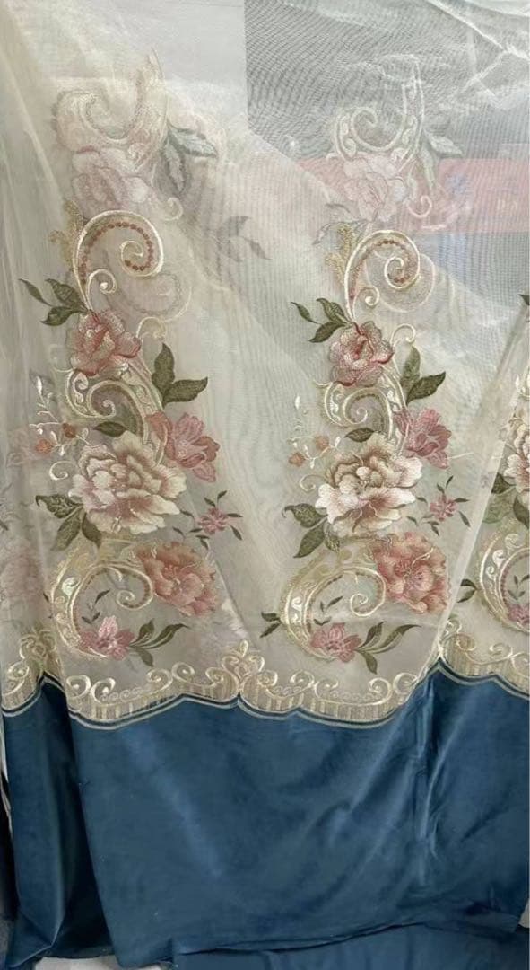 レースカーテン　2枚入り　1セット　100*200 高級　刺繍　オーダーカーテン