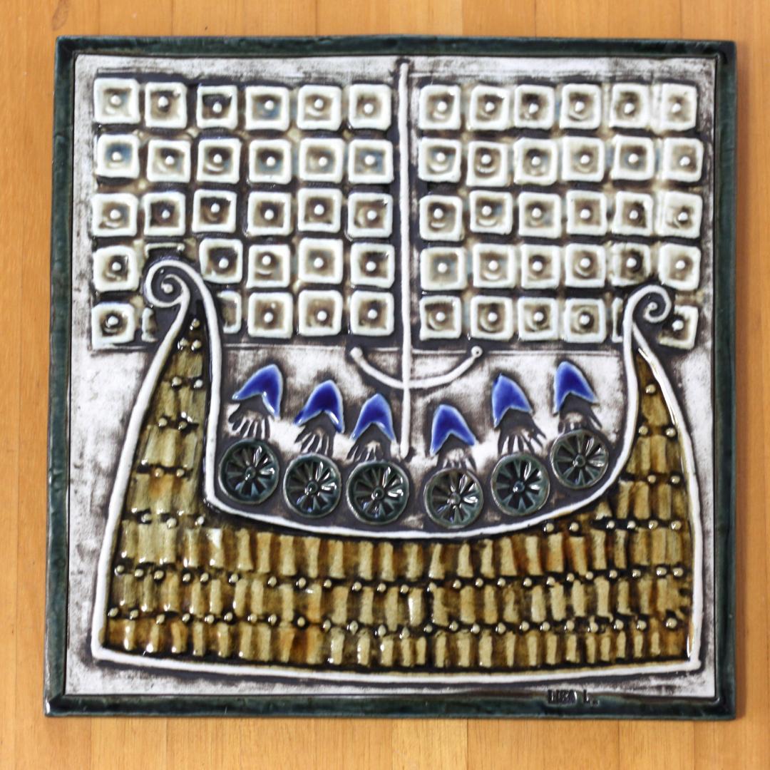 Lisa Larson　リサラーソン　UNIK 陶板 フネ　北欧ヴィンテージ雑貨