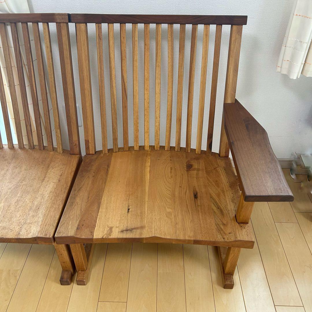 町八家具　クルミ材　ダイニングチェア　ハイバック無垢材　② 肘付　アームチェア