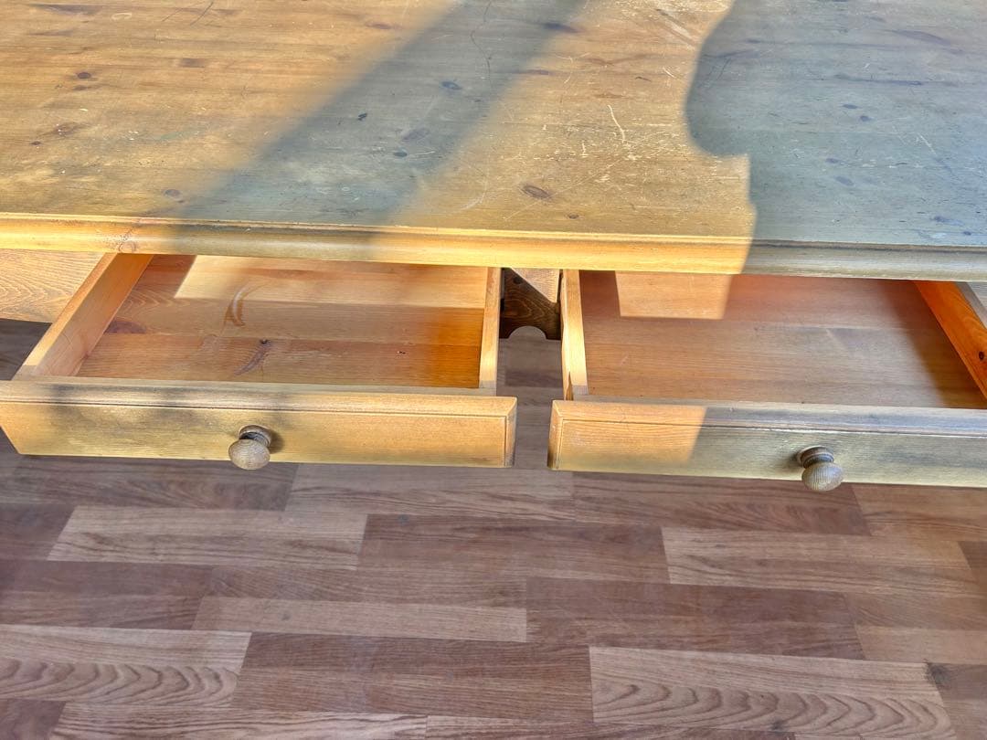 722 ダイニングテーブル 引き出し4個付き 北欧カントリー 木製　ビンテージ