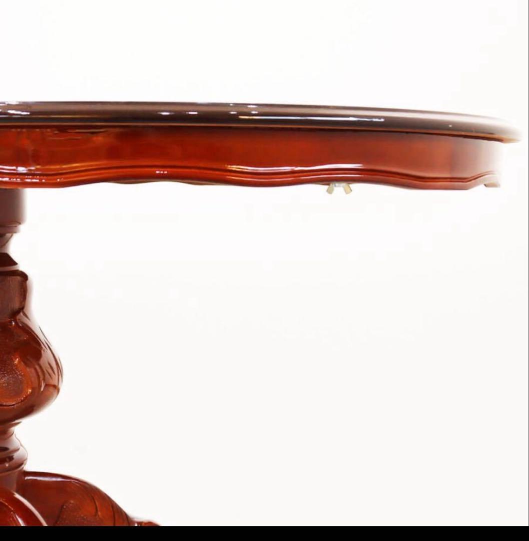 イタリア ダイニングテーブル 135cm 楕円形 象嵌 アッティカ 木製 猫脚