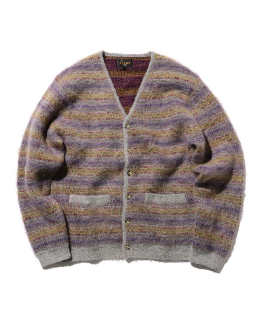 beams 9ゲージ ダブルジャカード フェアアイル シャギー カーディガン