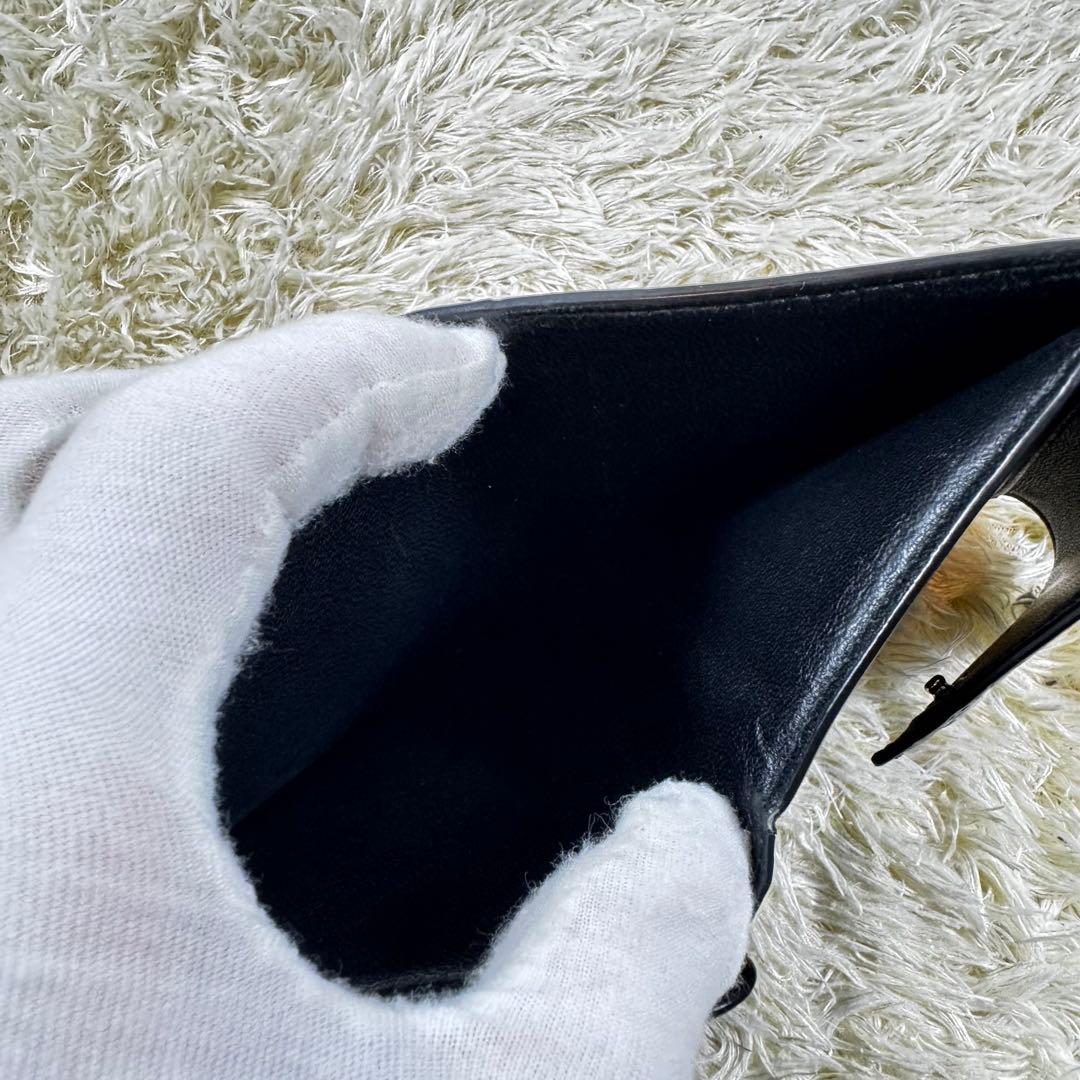 大人気✨バレンシアガ　三つ折り財布　クロコ　黒　エブリデイ　現行ロゴ　レザー