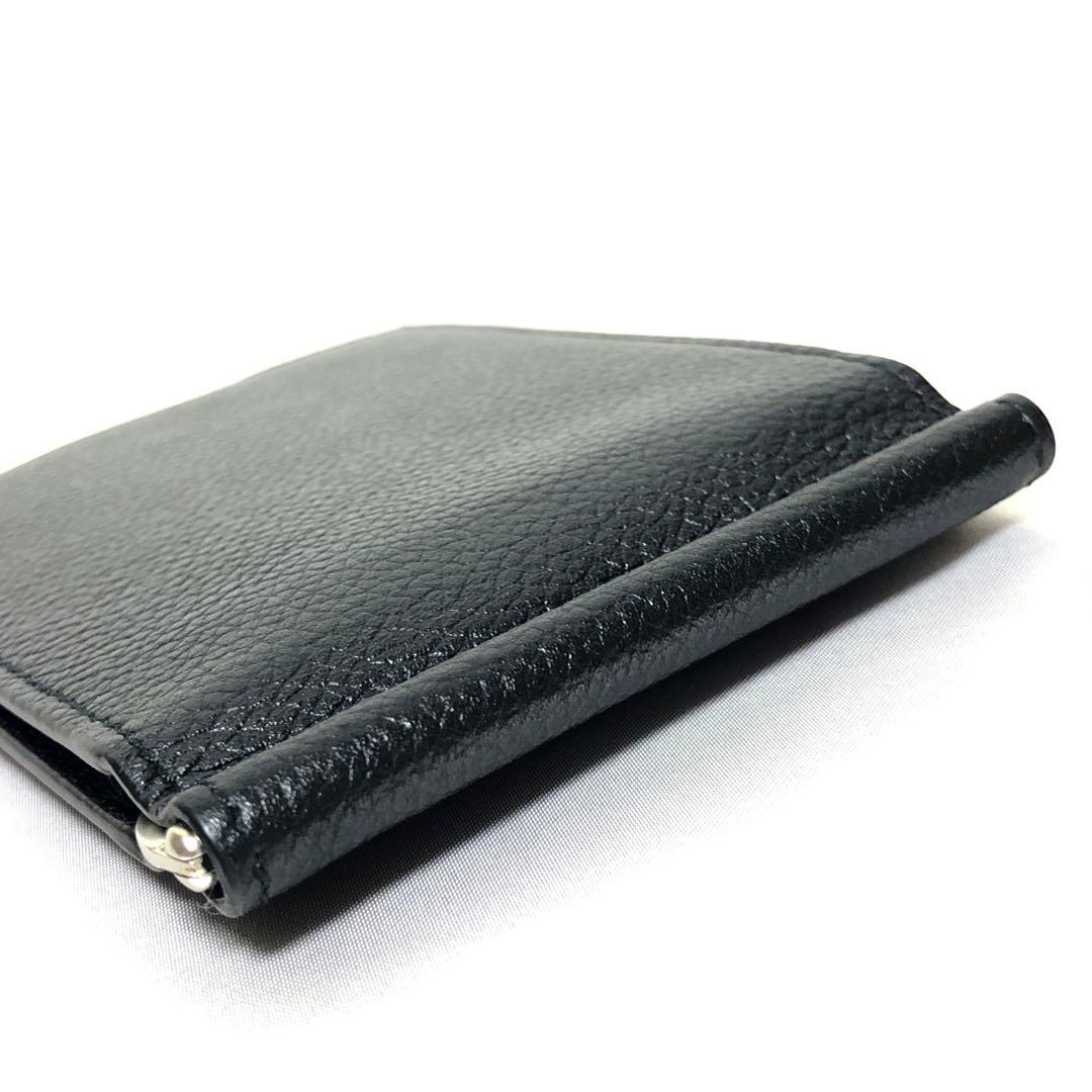 新品未使用　バレンシアガ　マネークリップ　札入れ　シボ革　レザー　黒　付属品完備