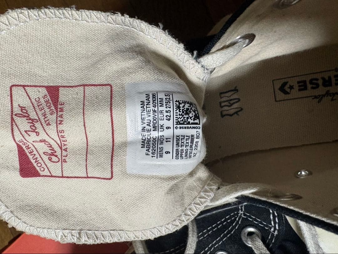 ct70 コンバース　チャックテイラー　ブラック 27.5 レシート付き