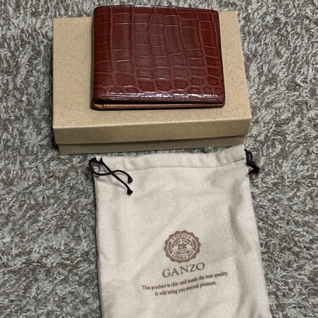 GANZO クロコ折財布 ダークブラウン