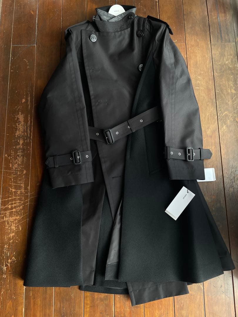 ジャケット・アウター sacai Cotton Gabardine Wool Melton Coat