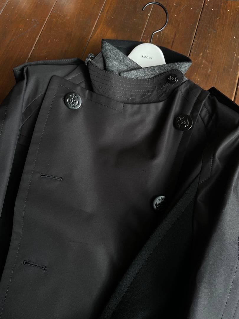 ジャケット・アウター sacai Cotton Gabardine Wool Melton Coat