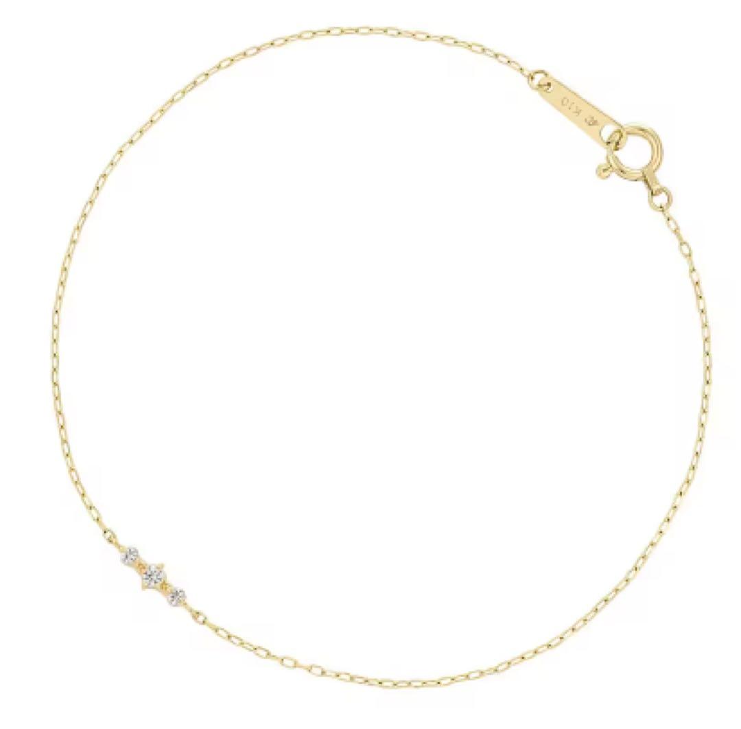 [ピンクの猫]4℃ K10イエローゴールドブレスレット