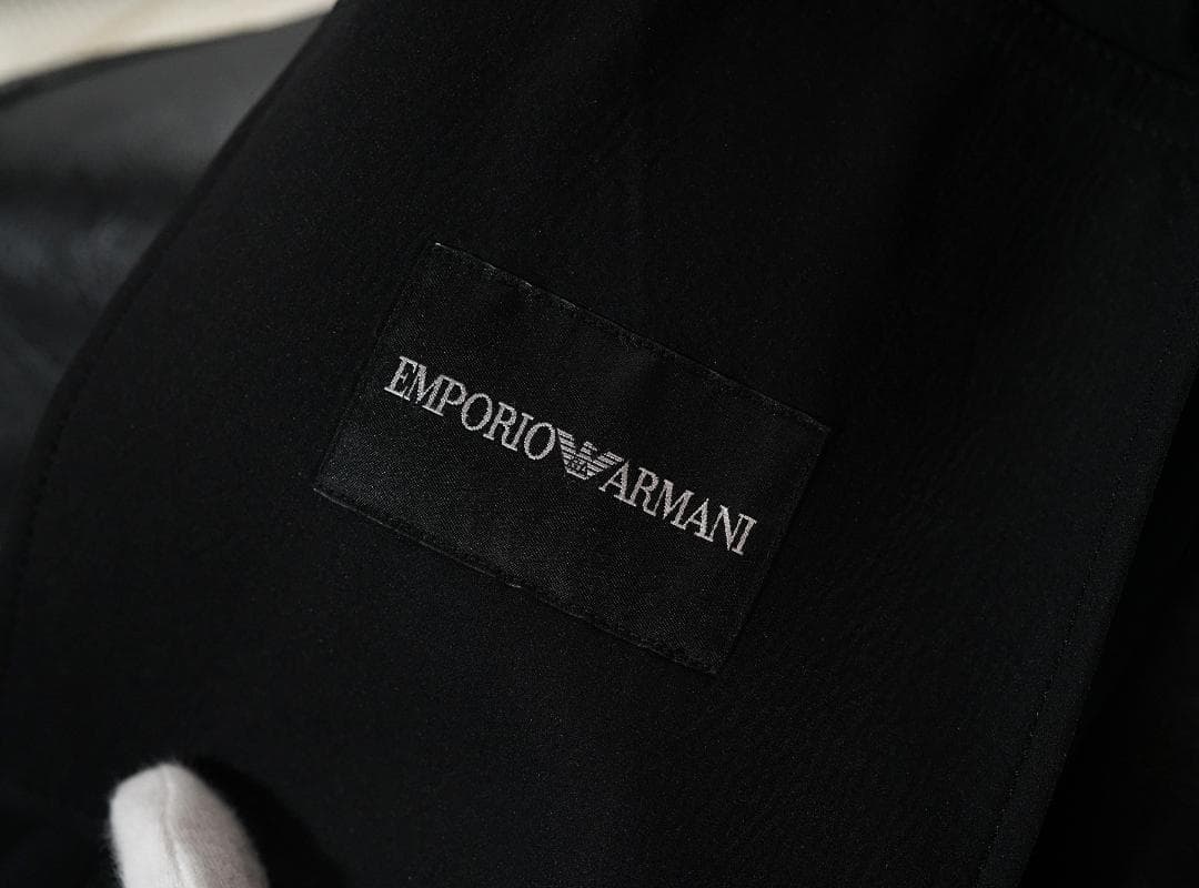 2013 EMPORIO ARMANI ラムレザー コート ブラック レディース
