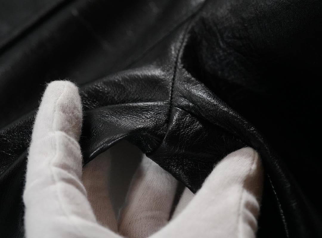 2013 EMPORIO ARMANI ラムレザー コート ブラック レディース