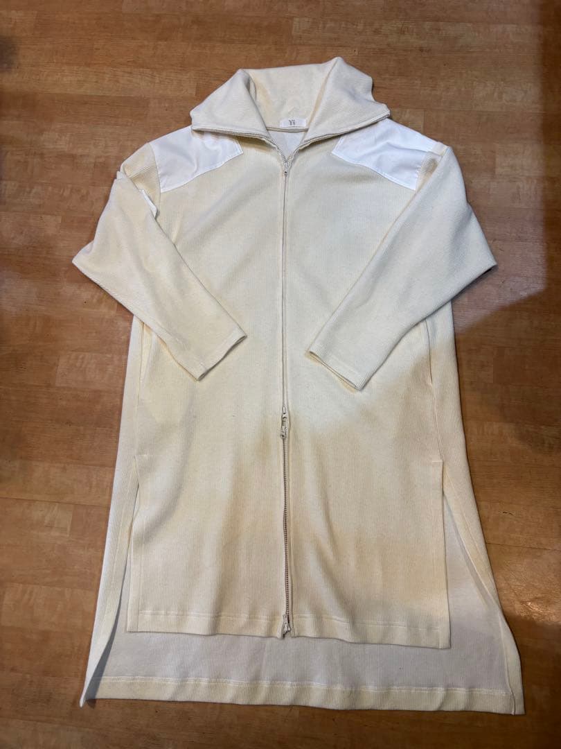 y'sクリーム色 フルジップ ロングコート