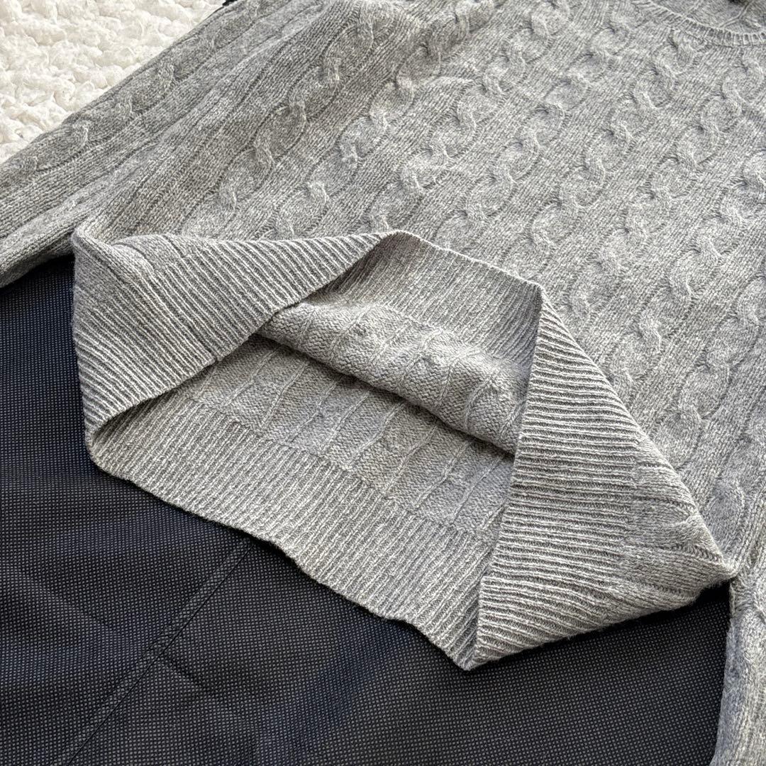 【カシミヤ混♡】ポロラルフローレン 長袖 ケーブルニット 丸襟 ロゴ刺繍 M