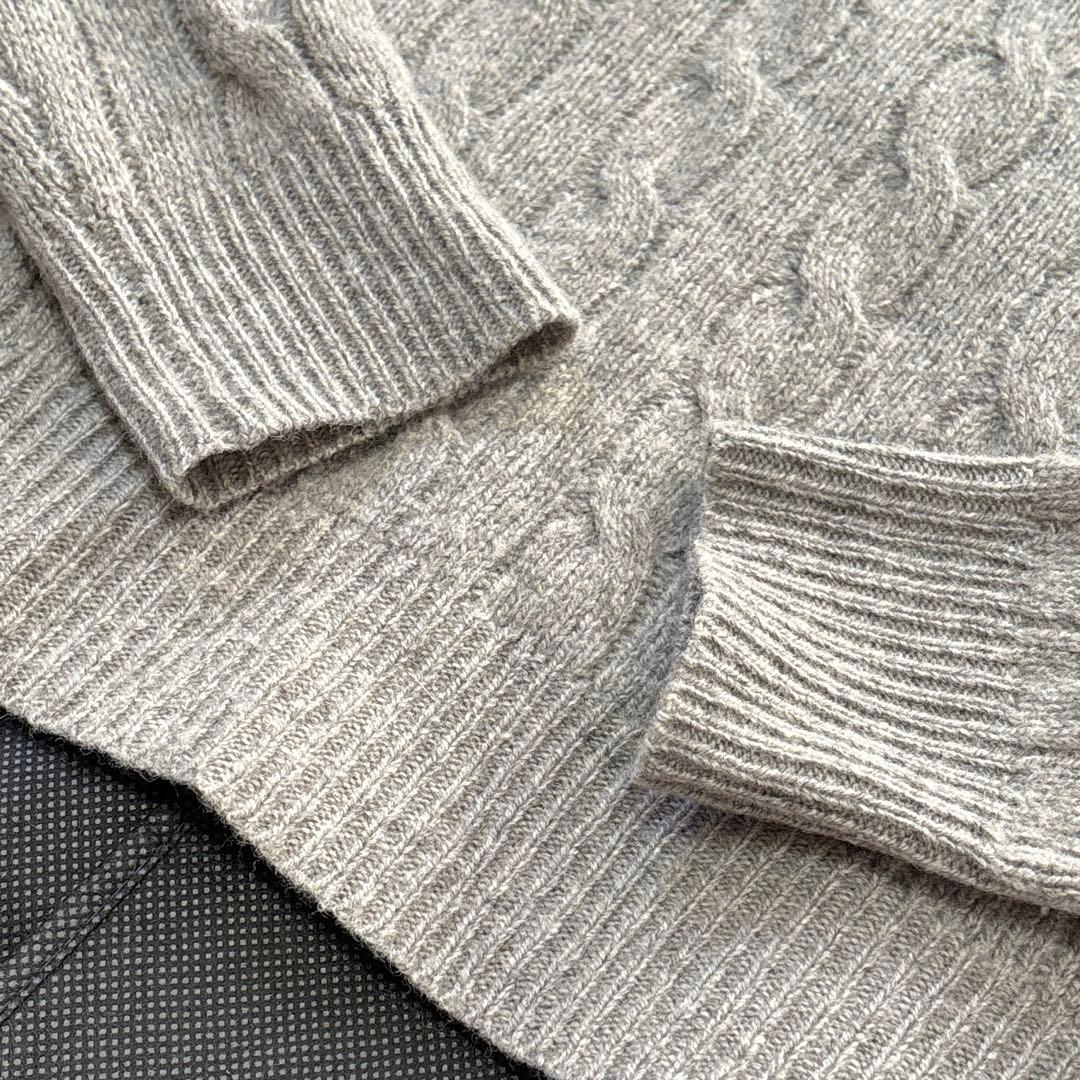 【カシミヤ混♡】ポロラルフローレン 長袖 ケーブルニット 丸襟 ロゴ刺繍 M