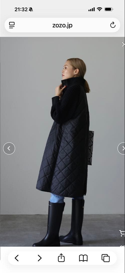 ☆新品☆Herencia ベージュ キルティングXニットスリーブ ロングコート