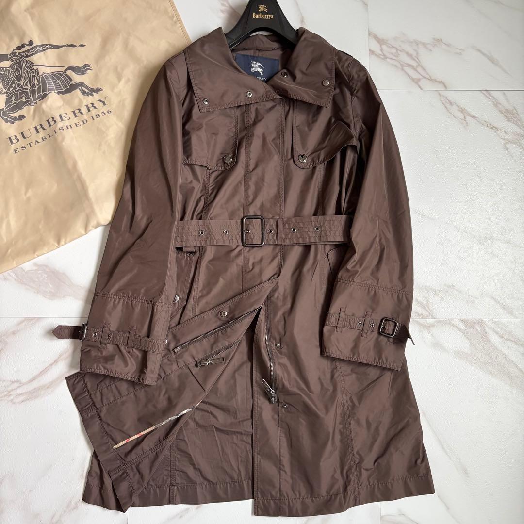 美品◆バーバリーロンドン キルティングライナー ベルト付 ロングコート L