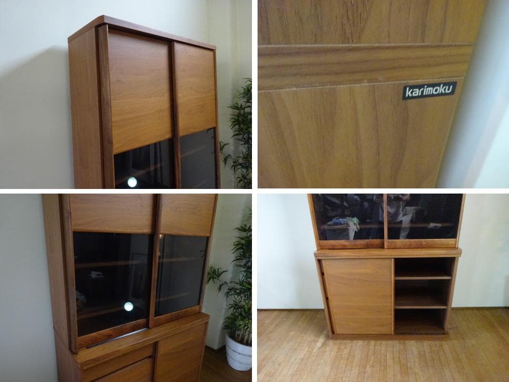 マヨネーズ　カリモク家具　引き戸　キッチンボード　食器棚　　幅101センチ