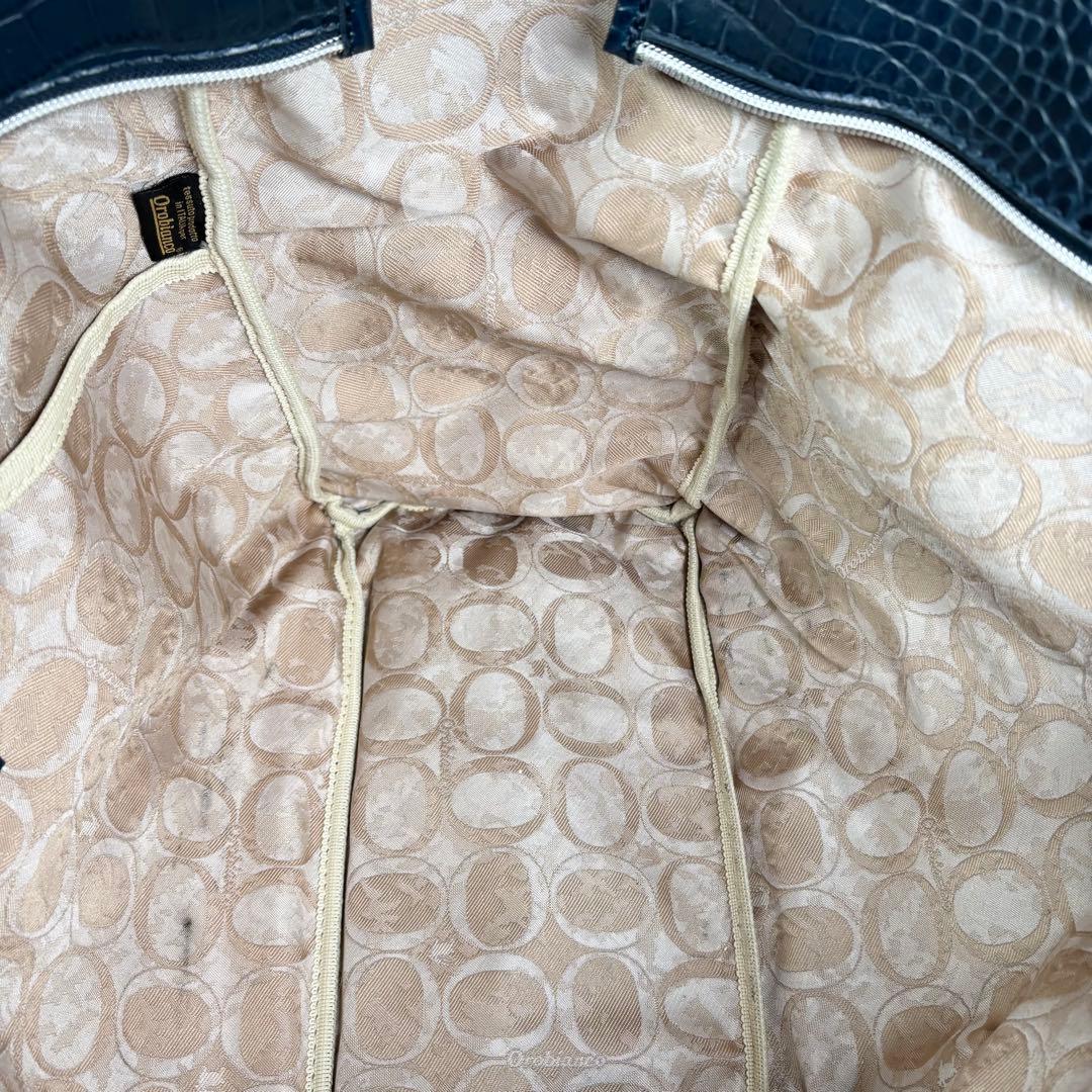 ちびじゅん様　オロビアンコ　トートバッグ　クロコ型押し　ネイビー　大容量ビジネス