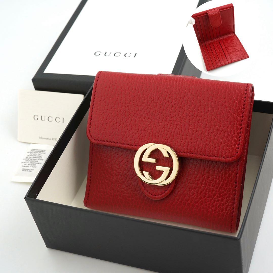 ✨新品未使用・箱付き✨　GUCCI ミニ財布　インターロッキング　二つ折り　GG