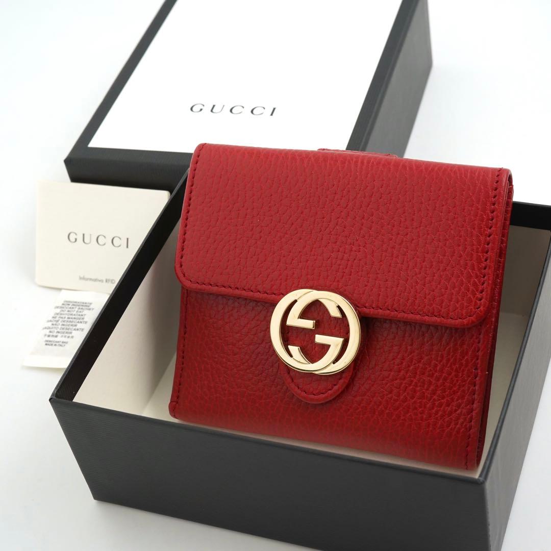 ✨新品未使用・箱付き✨　GUCCI ミニ財布　インターロッキング　二つ折り　GG