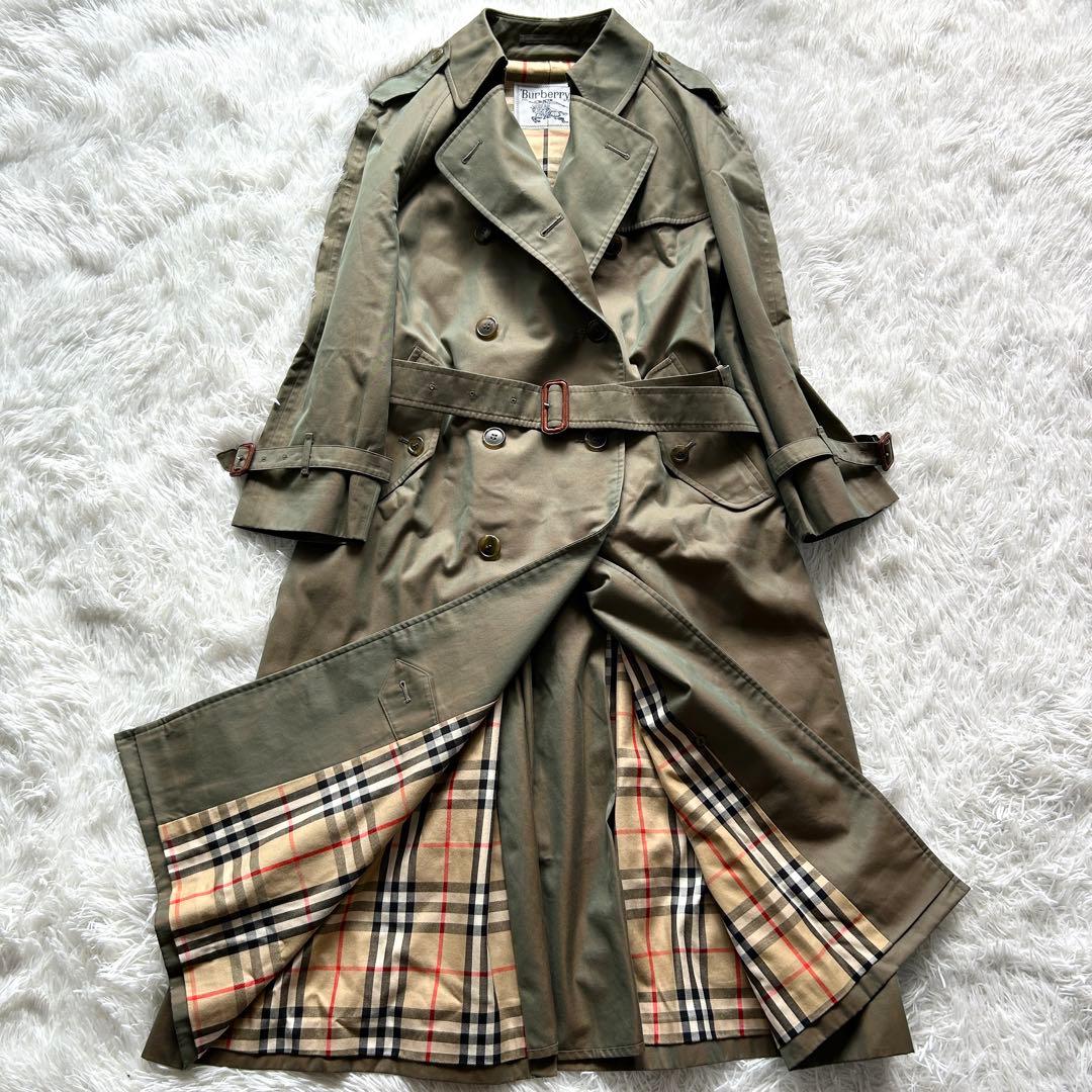 未使用級極美品　バーバリー　トレンチコート　ロング　玉虫　ベルト完備　M相当