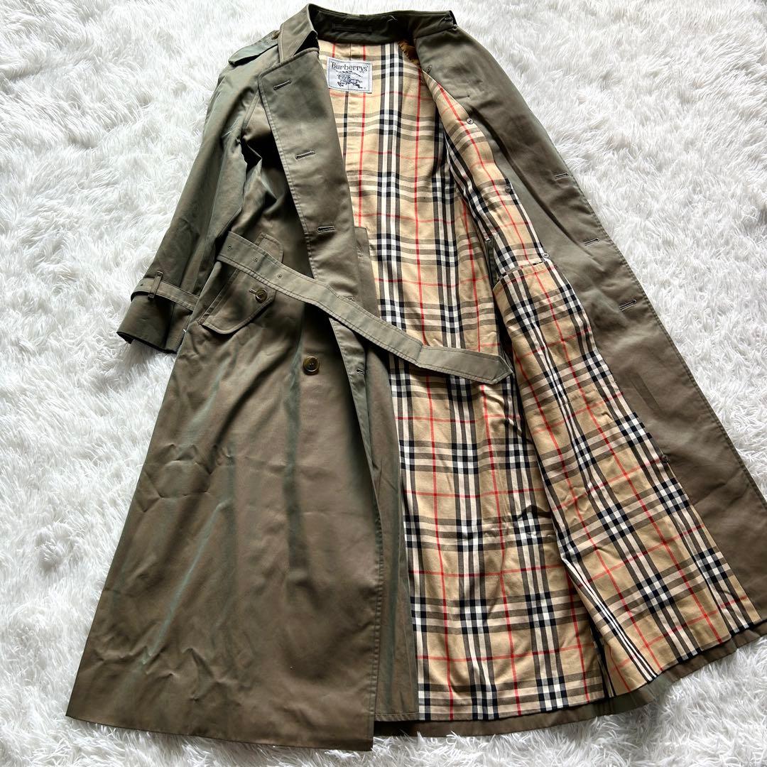 未使用級極美品　バーバリー　トレンチコート　ロング　玉虫　ベルト完備　M相当