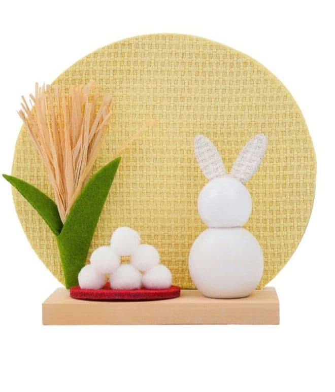 新品　サリュ　餅つきうさぎオブジェ　お月見　4点