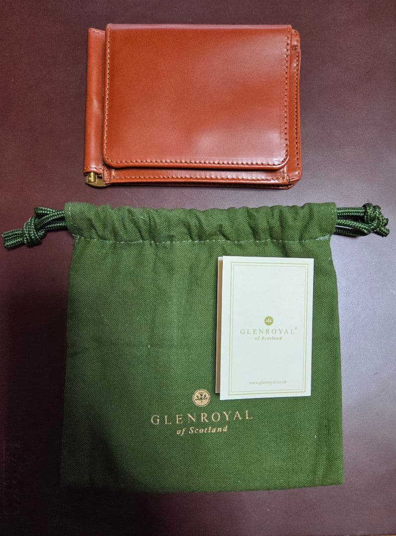 美品 GLEN マネークリップ オックスフォードタン 保存袋付き