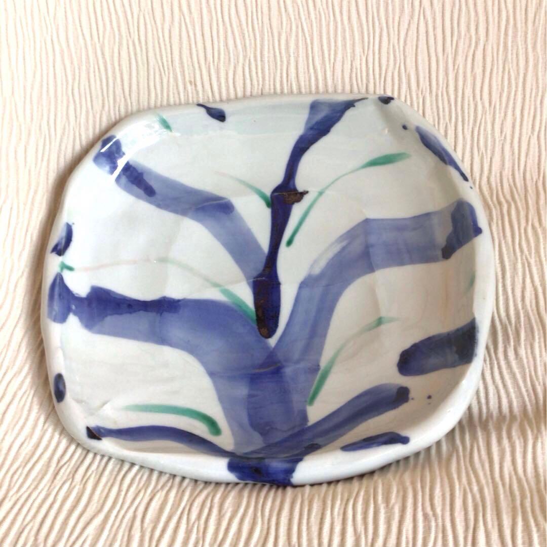 赤地健　染付角皿　九谷焼