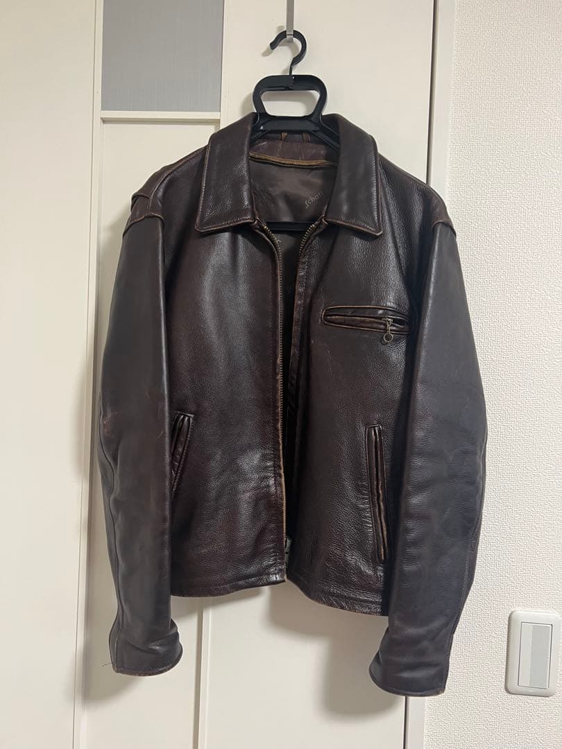 Schott 642 レザージャケット ブラウン サイズ:38 古着
