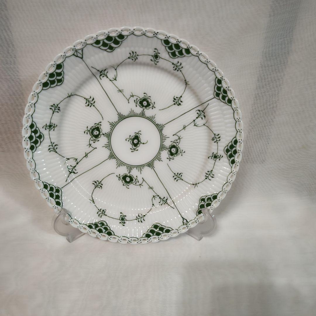 未使用 ロイヤルコペンハーゲン グリーンフルーテッド フルレース 24.5cm