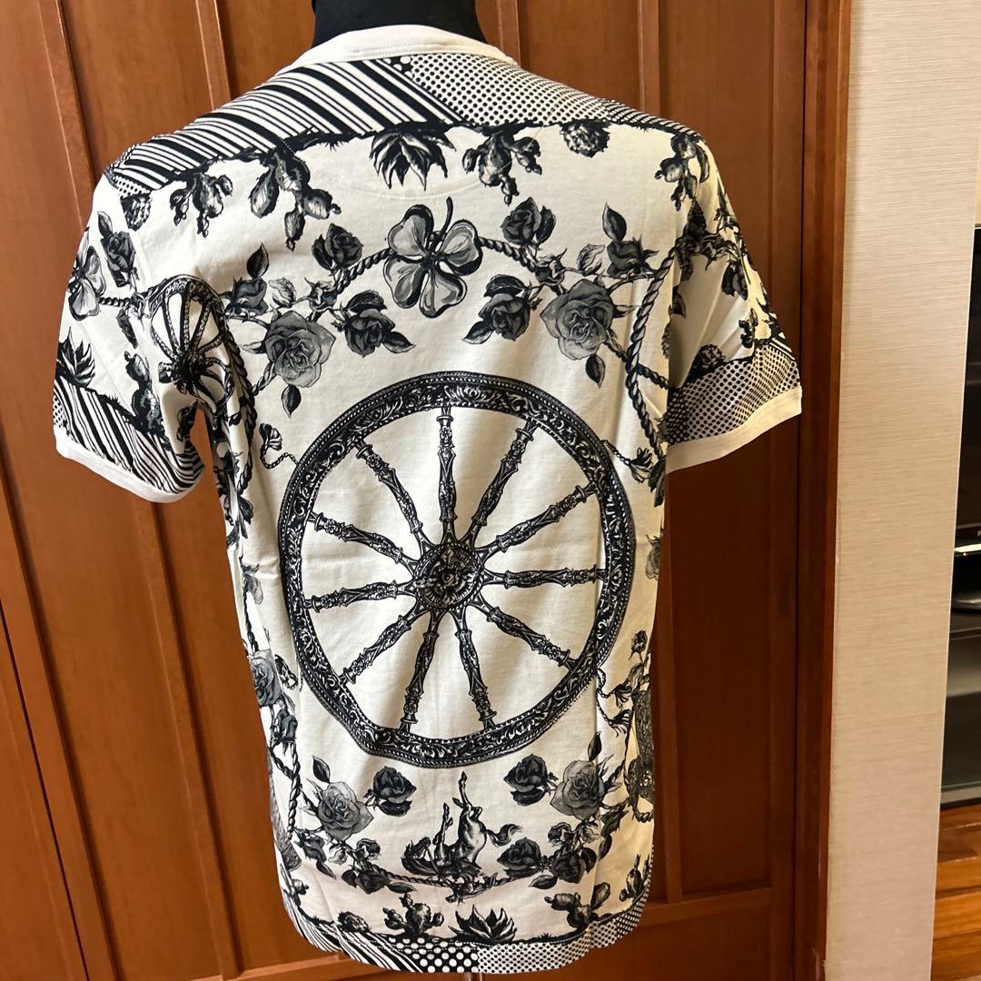 DOLCE & GABBANA 花と車輪デザイン Tシャツ
