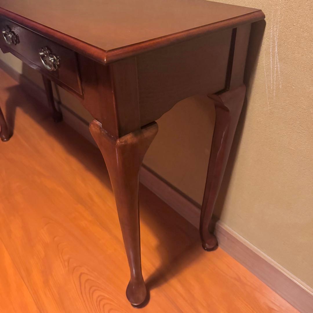 アンティーク　コンソールテーブル　引出し付き　猫脚