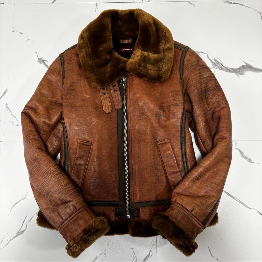 AVIREX✨激レア　B-1フライトジャケット　クロコ型押し　リアルムートン　M