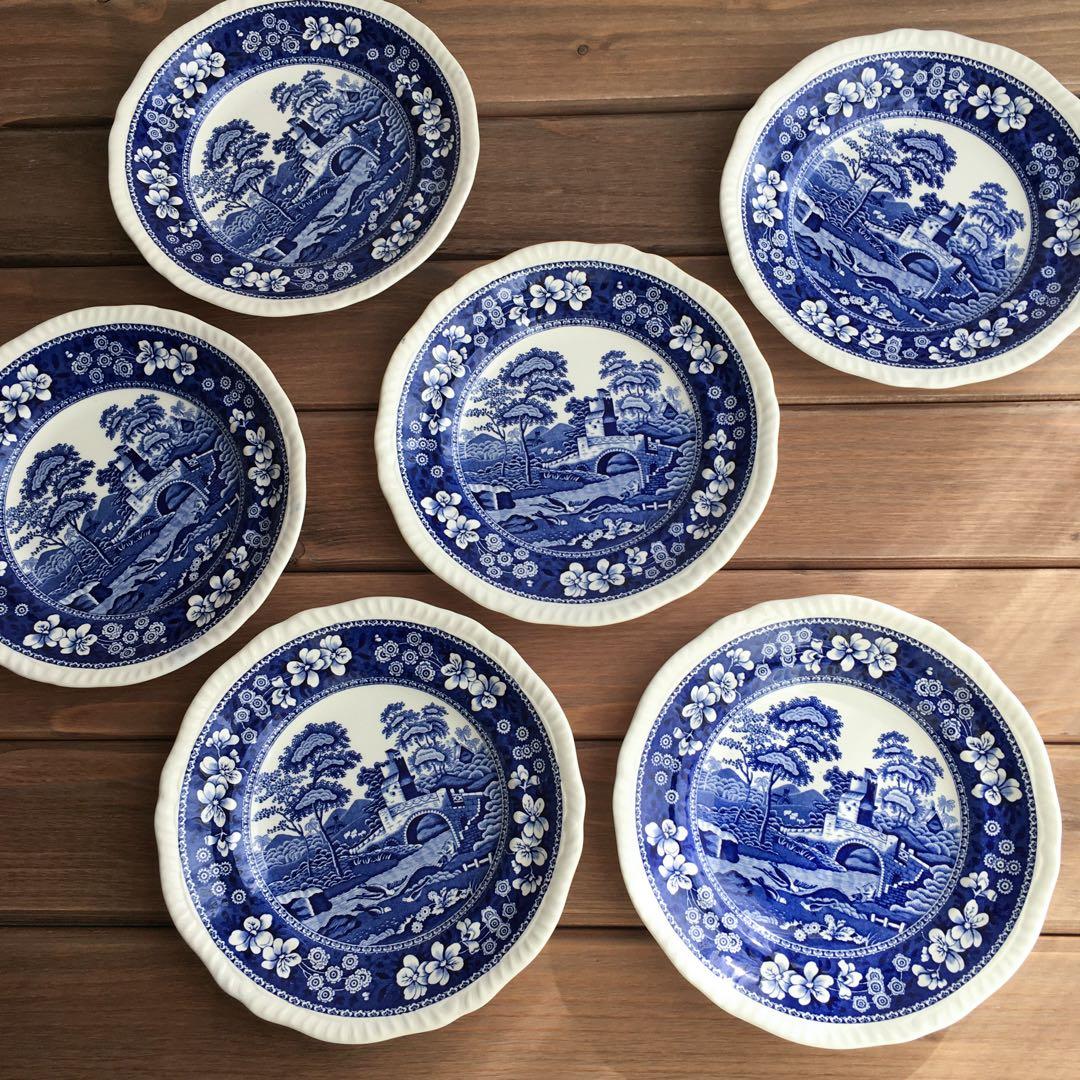 イギリスSPODEスポードTOWERタワープレート6枚セット ブルー