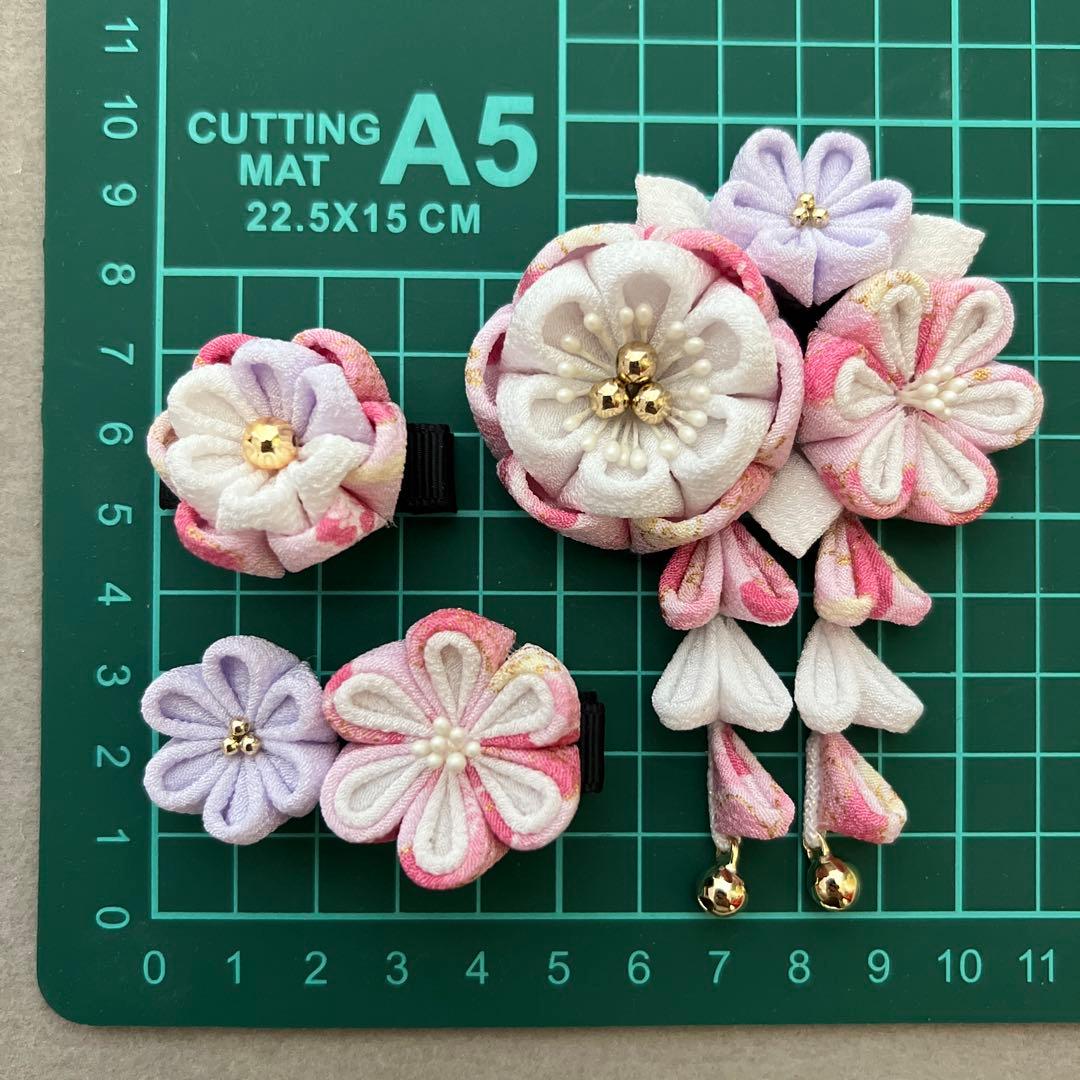 【41】つまみ細工　七五三　ピンク×ラベンダー