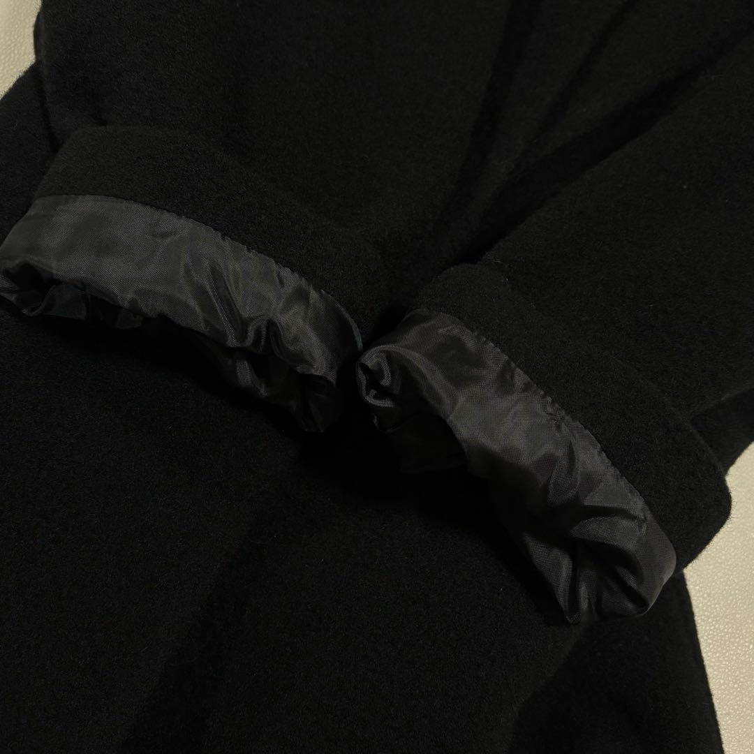 ミズイロインド　ウールブレンド　スタンドカラーコート　ロングコート　ブラック