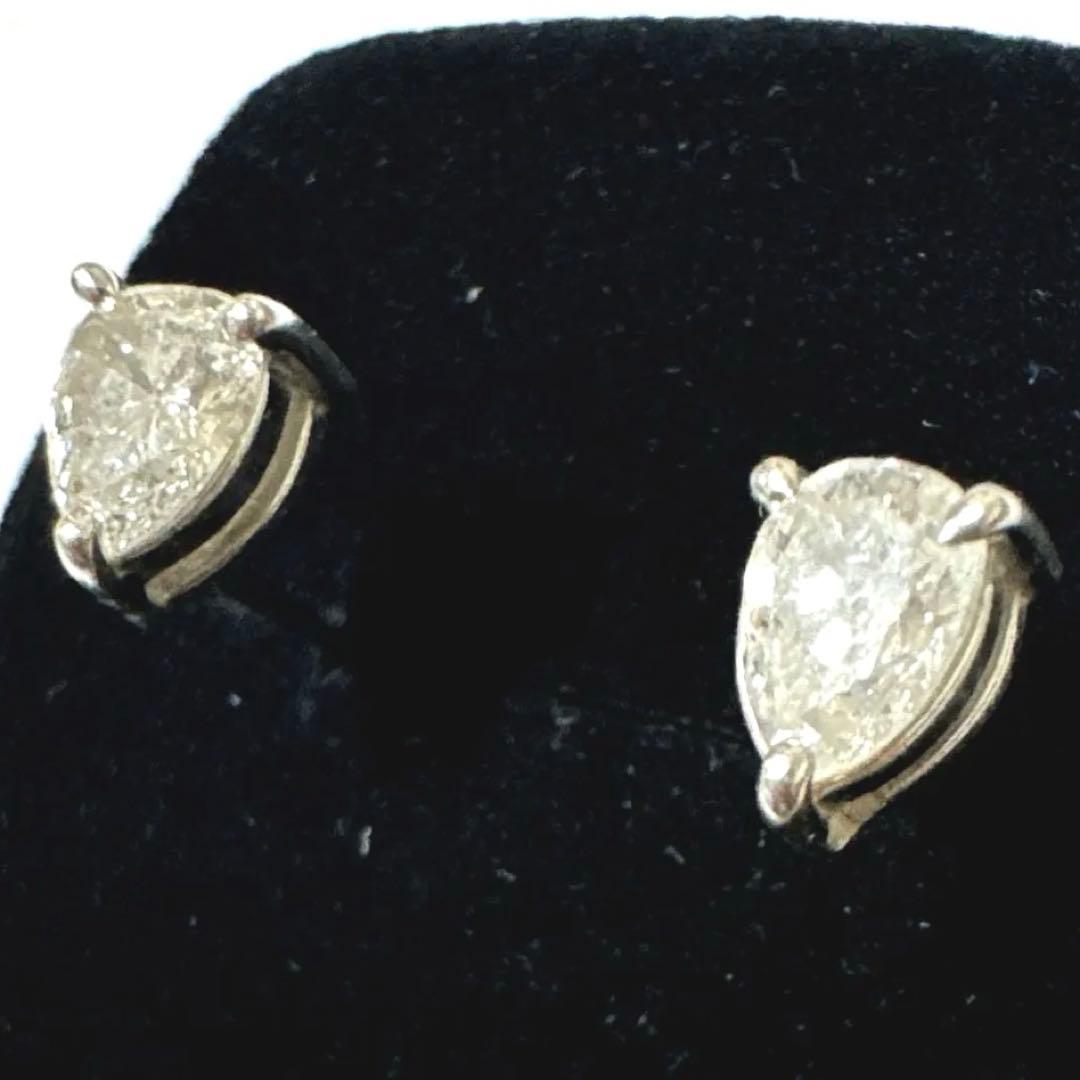 ダイヤモンド　ペアシェイプピアス　プラチナ900 鑑定書付き