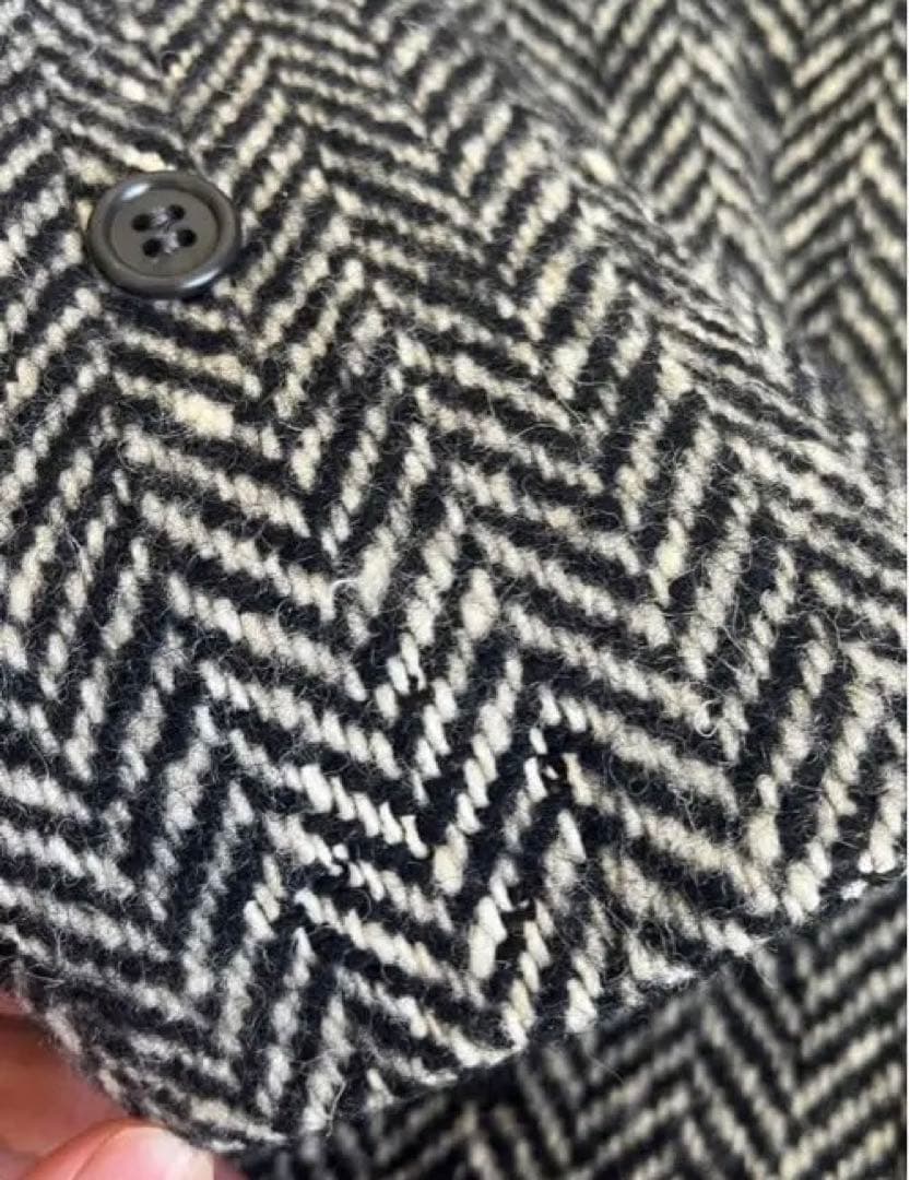 バーバリー 一枚袖 ヘリンボーン コート ツイード ダブル コート 英