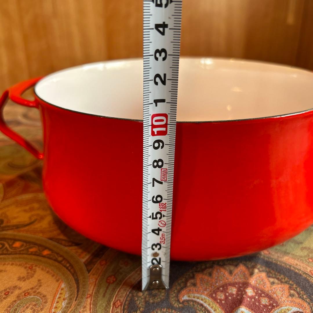 161◆DANKS 中型22cm 両手鍋　赤いホーロー　鍋　蓋付