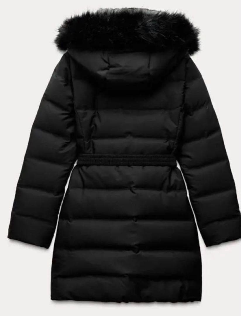 ZARA フェイクファーフーデッドダウン パフジャケット ダウン コート