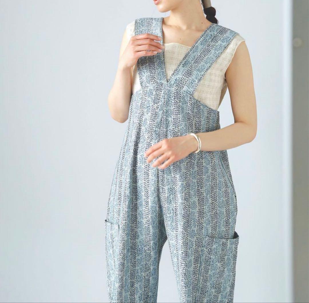 極美品　定価8.4万　pheeta コットンシルクステッチ総柄オールインワン