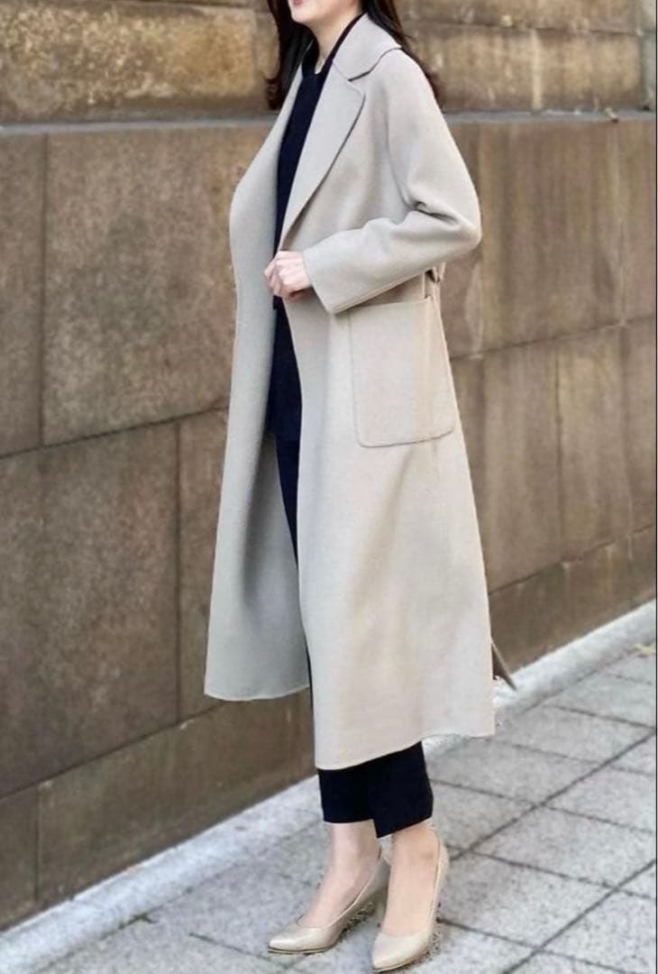 M-premierBLACK Super170's ベルテッドリバーコート　S