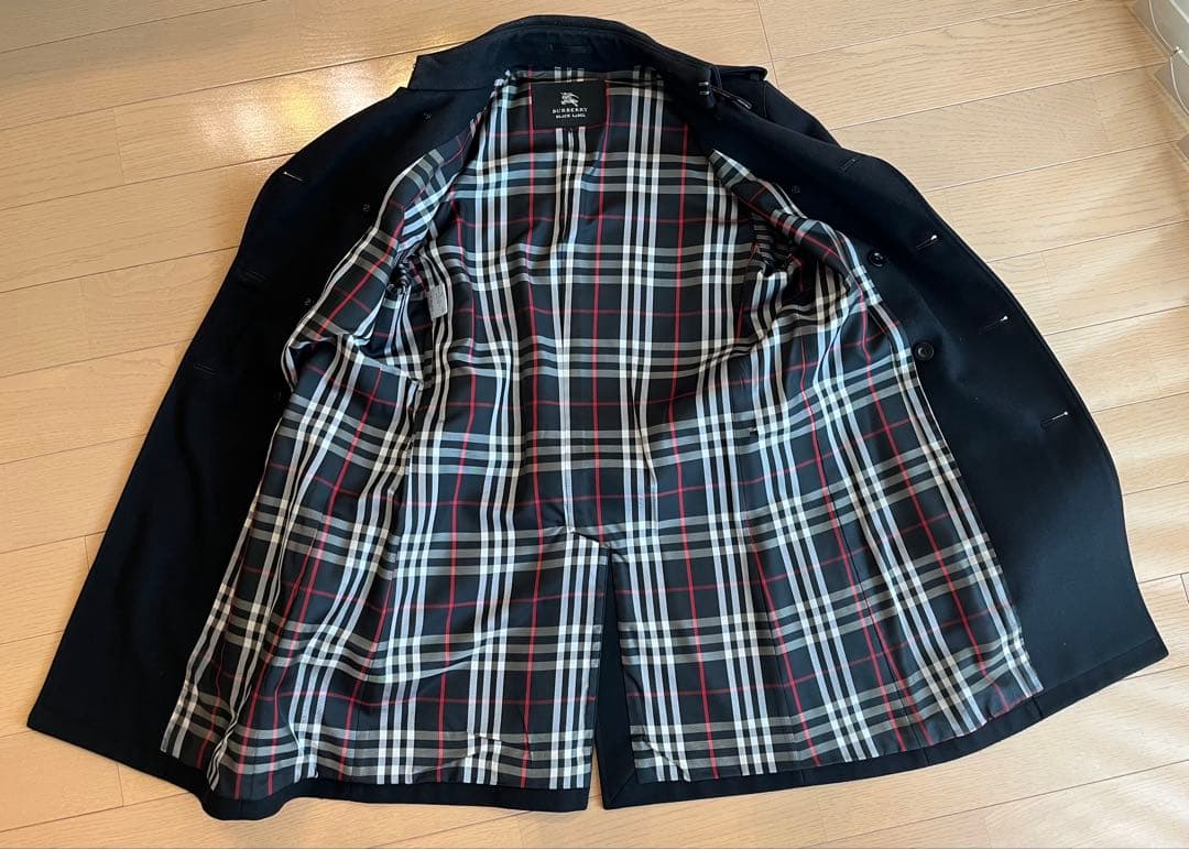 バーバリーブラックレーベル黒カシミア入りトレンチコート