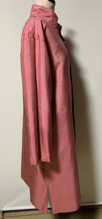 着物リメイク ハンドメイド リバーシブルコート 紫大島紬と紅花染め紬 R315