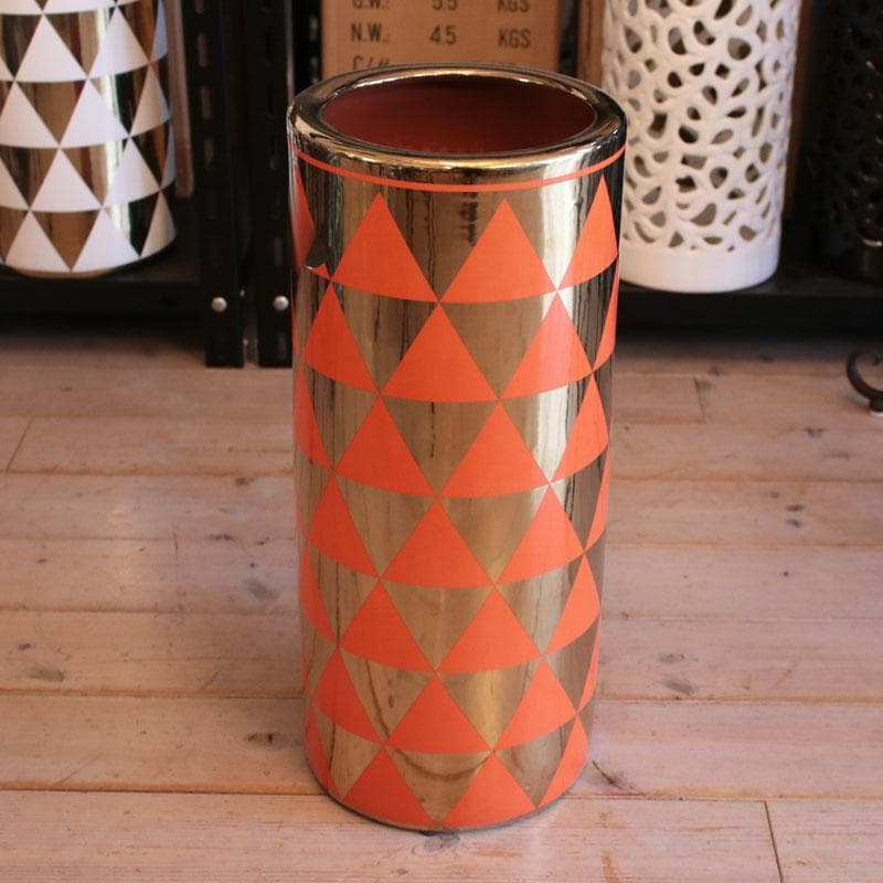 傘立て アンブレラスタンド 陶器製 オレンジ モダン 113-466