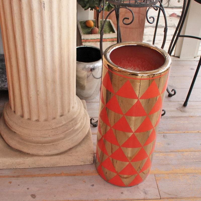 傘立て アンブレラスタンド 陶器製 オレンジ モダン 113-466