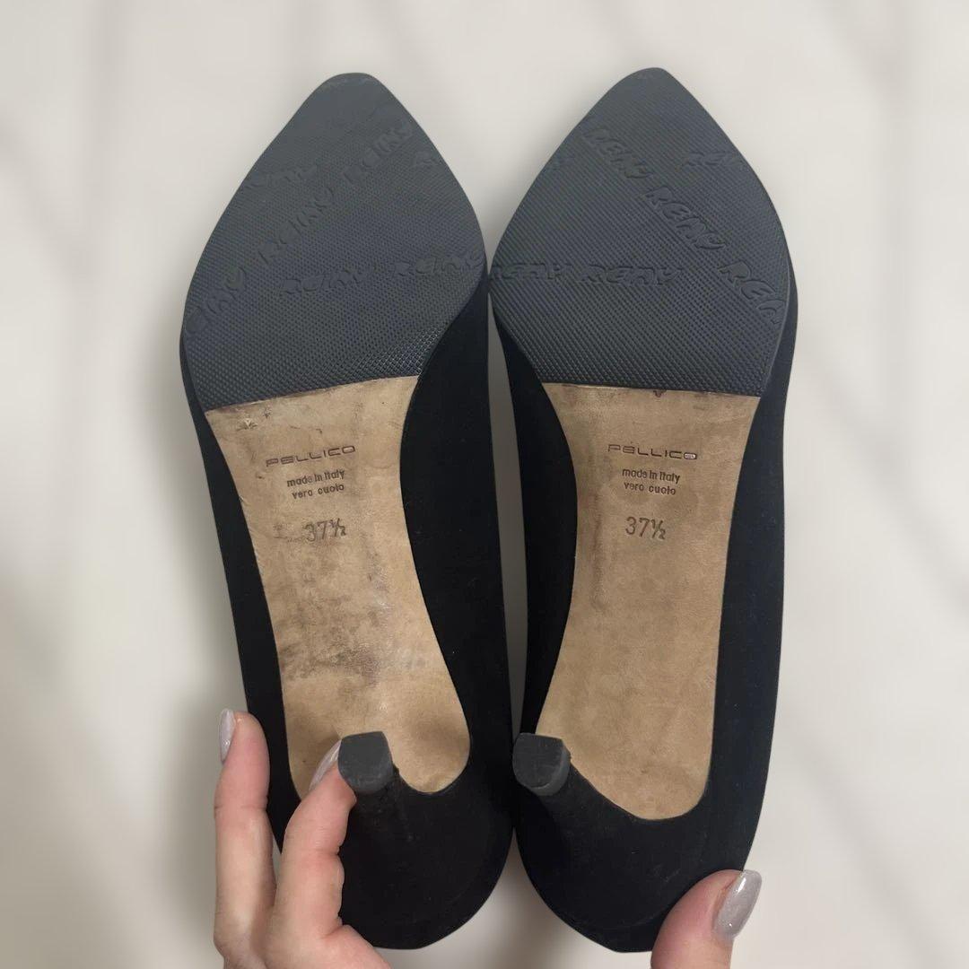 ペリーコ　スエード　ブラック　ヒール　37 1/2