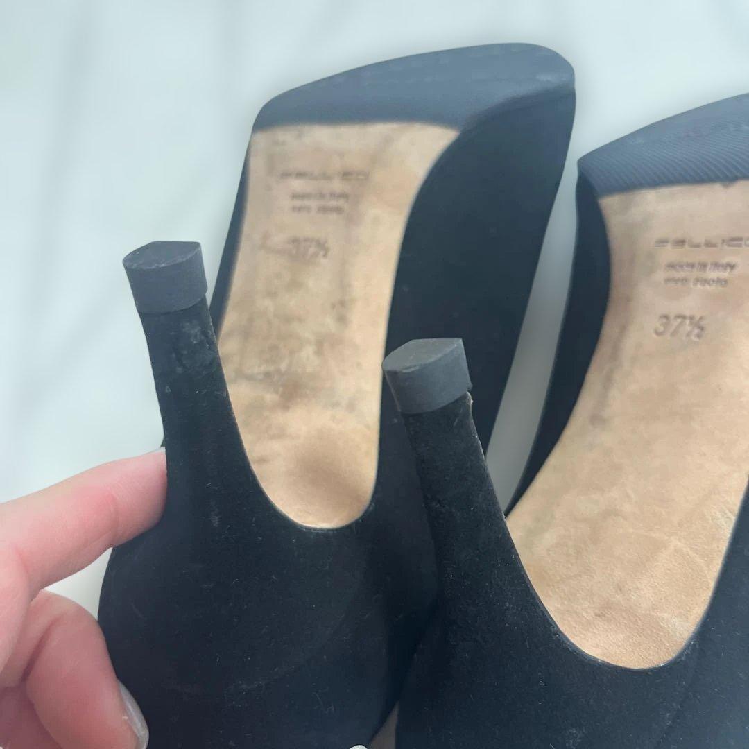 ペリーコ　スエード　ブラック　ヒール　37 1/2